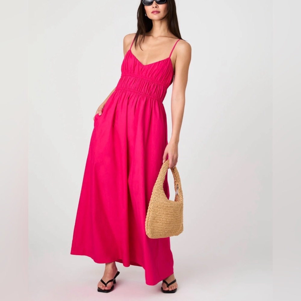 Poplin Ruched Maxi Dress